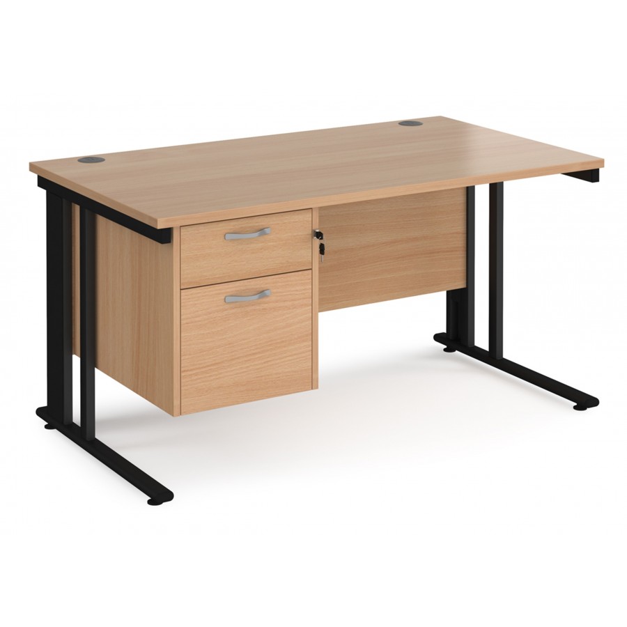 Maestro Cable Managed 800mm Desk with Two Drawer Pedestal